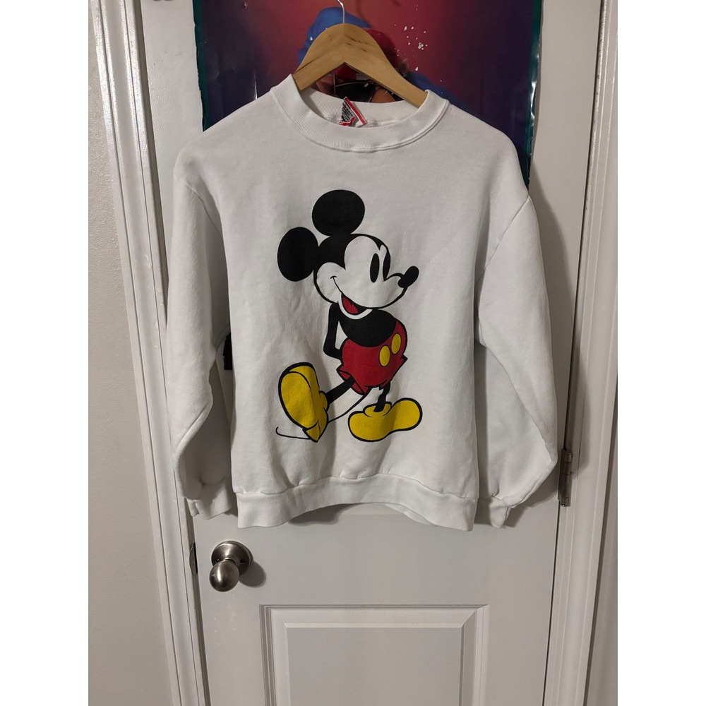 Vintage Disney Designs Mickey Mouse Sweatshirt White Crewneck Made in USA Medium